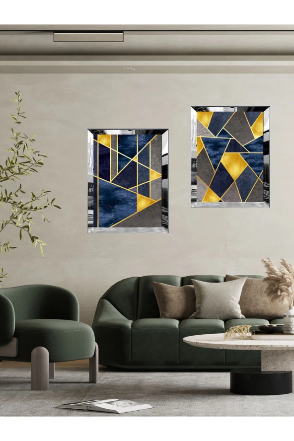 YALOVA SHOP Dekoratif 3 D Modern Mural Art İkili Tablo Seti (pleksi çerçeve seçenekli) ürün görseli 1