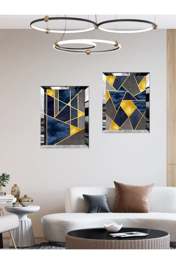 YALOVA SHOP Dekoratif 3 D Modern Mural Art İkili Tablo Seti (pleksi çerçeve seçenekli) - Resim 3