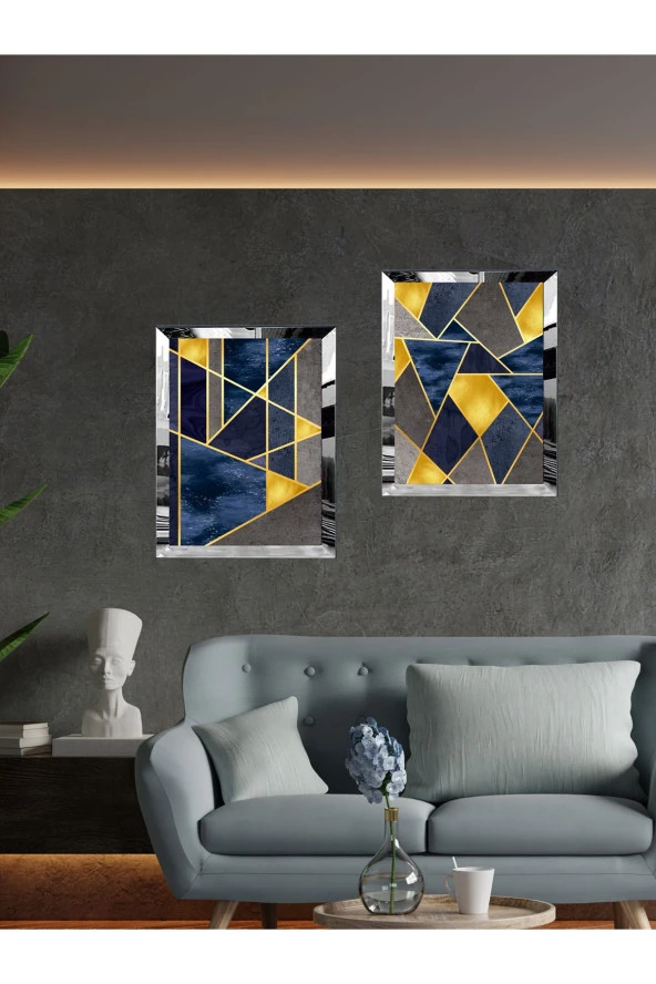 YALOVA SHOP Dekoratif 3 D Modern Mural Art İkili Tablo Seti (pleksi çerçeve seçenekli) - Resim 4