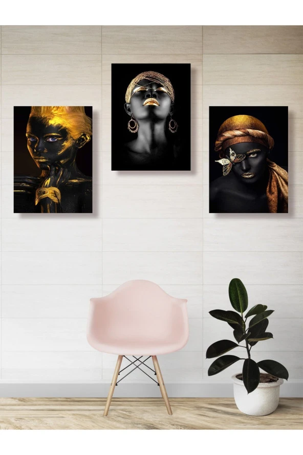 HYL Modern Siyahi Kadın Tablo Seti - Resim 3
