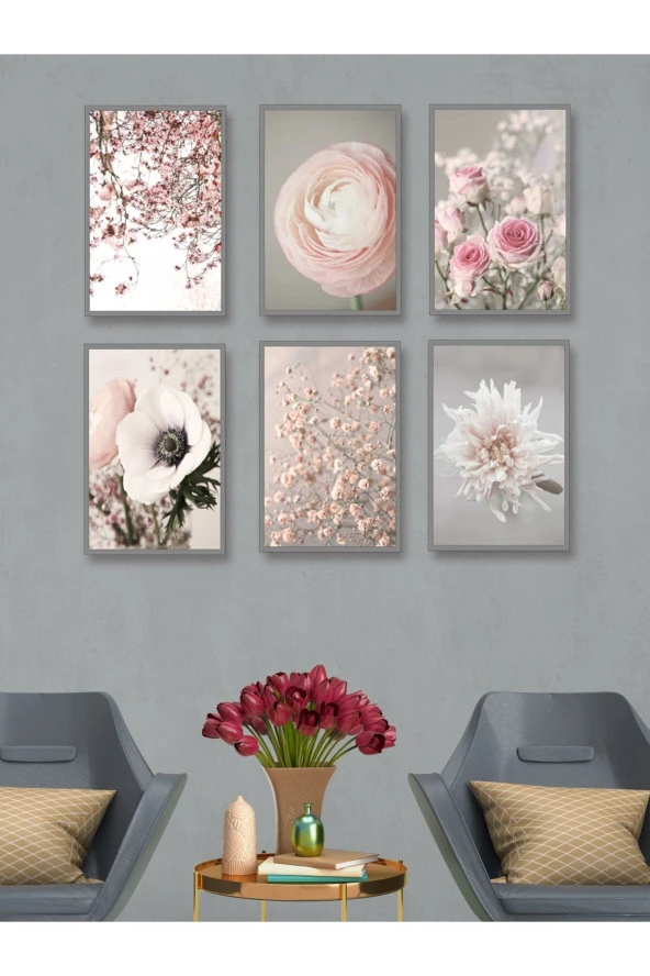 HYL Modern Sanatsal Ilkbahar Çiçekleri 6 Lı Set (çerçeve Görünümlü) - Resim 6