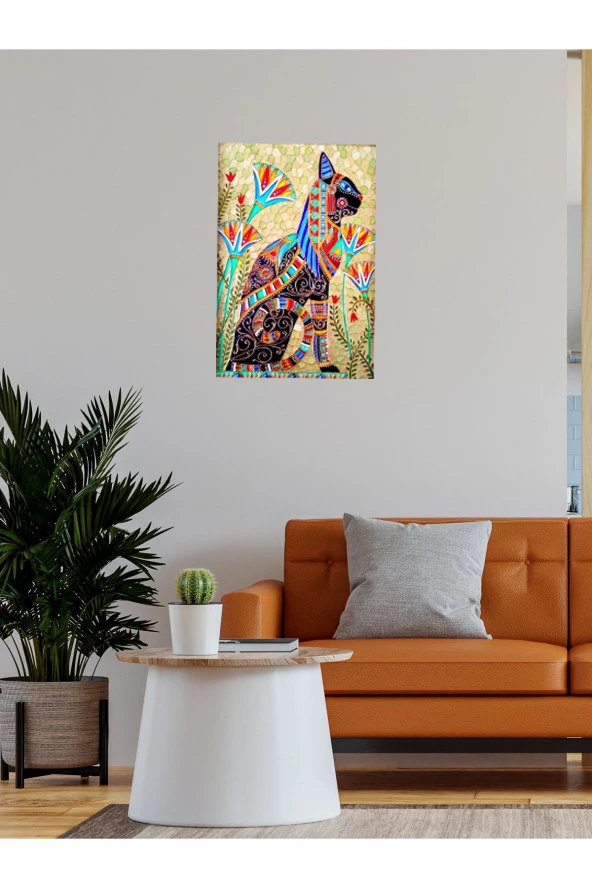 HYL Dekoratif Mandala Kedi Tablosu - Resim 5