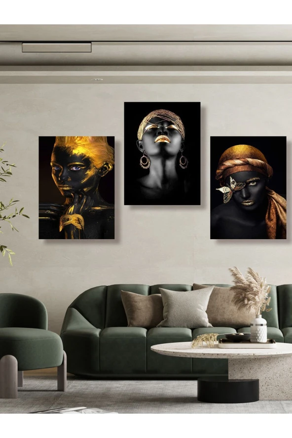 HYL Modern Siyahi Kadın Tablo Seti ürün görseli 1