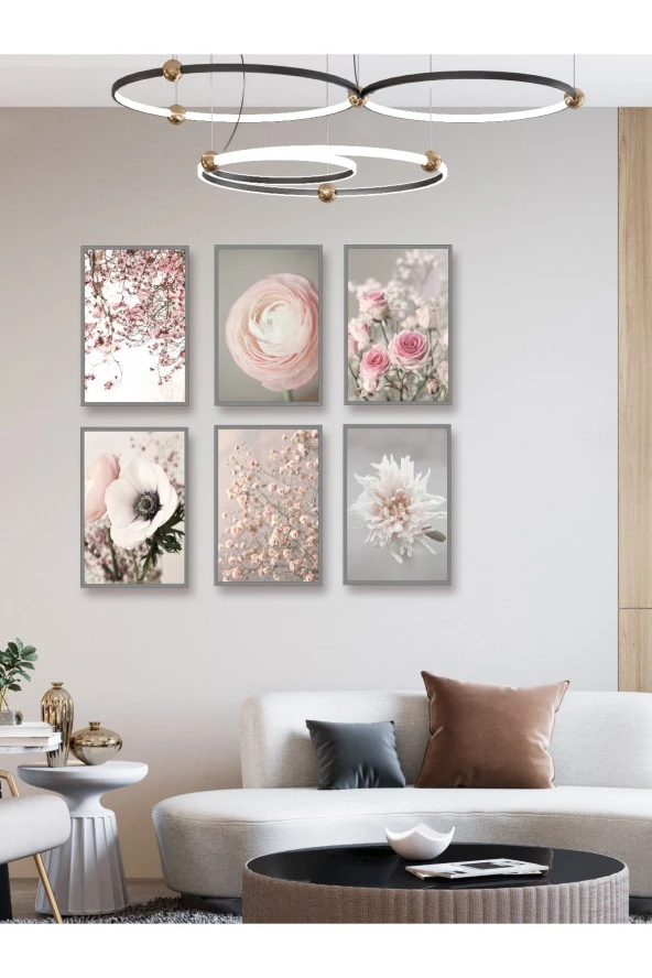 HYL Modern Sanatsal Ilkbahar Çiçekleri 6 Lı Set (çerçeve Görünümlü) ürün görseli 1