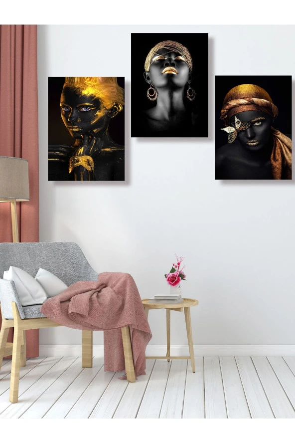 HYL Modern Siyahi Kadın Tablo Seti - Resim 4