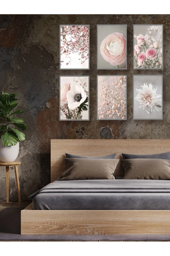 HYL Modern Sanatsal Ilkbahar Çiçekleri 6 Lı Set (çerçeve Görünümlü) - Resim 3