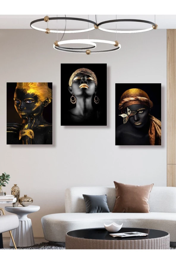 HYL Modern Siyahi Kadın Tablo Seti - Resim 5