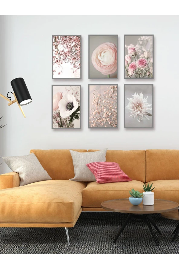 HYL Modern Sanatsal Ilkbahar Çiçekleri 6 Lı Set (çerçeve Görünümlü) - Resim 4