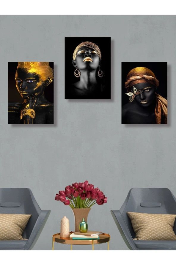 HYL Modern Siyahi Kadın Tablo Seti - Resim 6