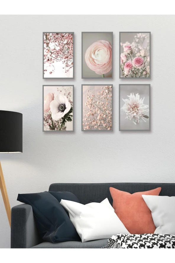 HYL Modern Sanatsal Ilkbahar Çiçekleri 6 Lı Set (çerçeve Görünümlü) - Resim 5
