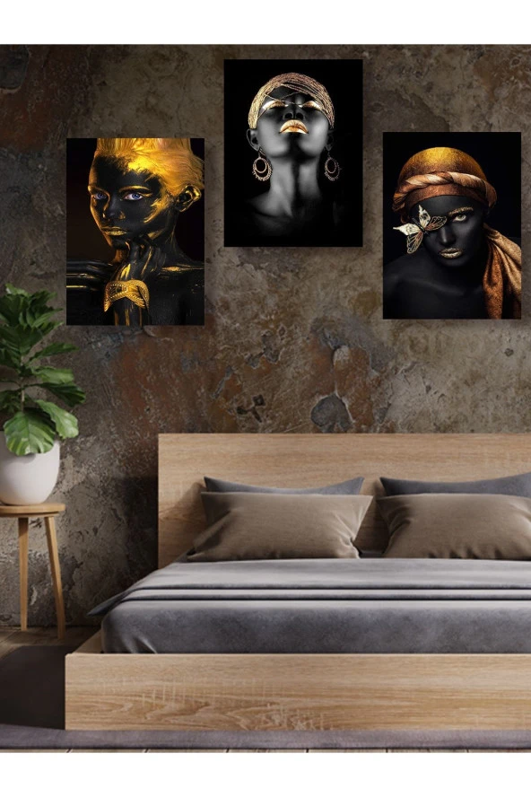 HYL Modern Siyahi Kadın Tablo Seti - Resim 2