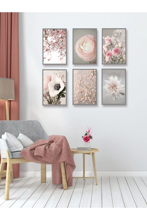HYL Modern Sanatsal Ilkbahar Çiçekleri 6 Lı Set (çerçeve Görünümlü) - Resim 2