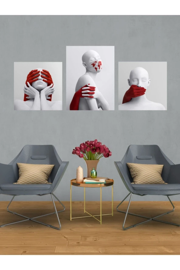 GİZEM SHOP Modern Sanatsal Tablo Mdf Üzerine Dijital Uv Baskı Duvar Dekorasyonu Korona Sembolü - Resim 2