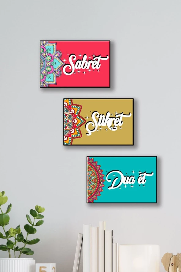 KEMSON Uv Baskı Sabret Şükret Dua Et 3'lü Set