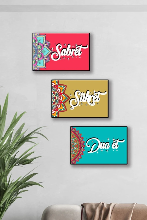 KEMSON Uv Baskı Sabret Şükret Dua Et 3'lü Set - Resim 2