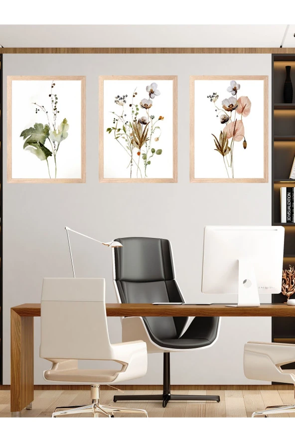 GİZEM SHOP Özel Tasarım Mdf Tablo Seti Mekanlarınıza Renk Katacak Özel Tasarım Çiçekler - Resim 4