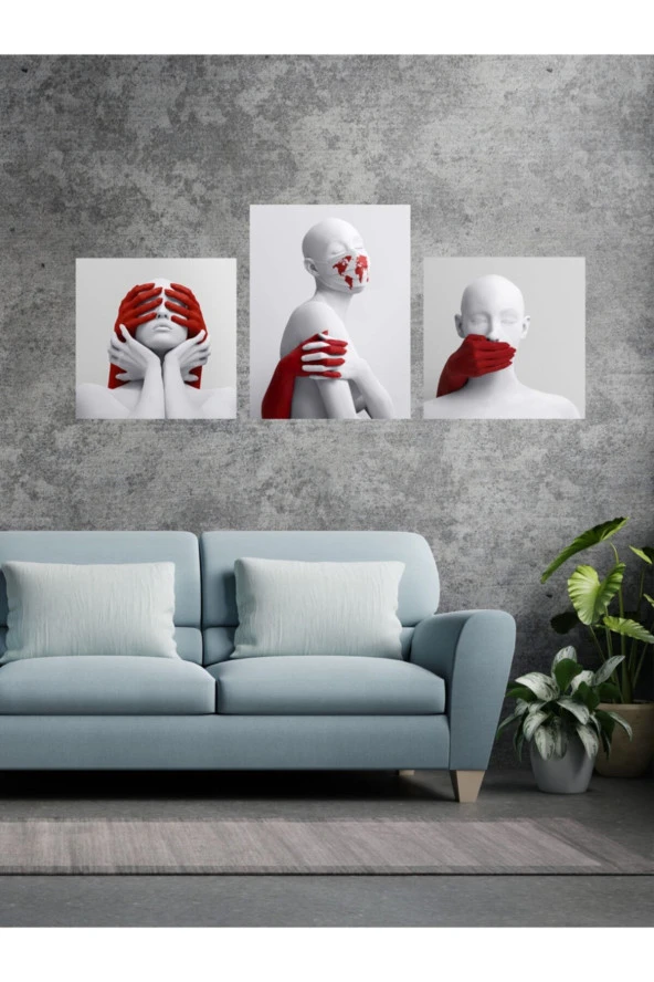 GİZEM SHOP Modern Sanatsal Tablo Mdf Üzerine Dijital Uv Baskı Duvar Dekorasyonu Korona Sembolü - Resim 3