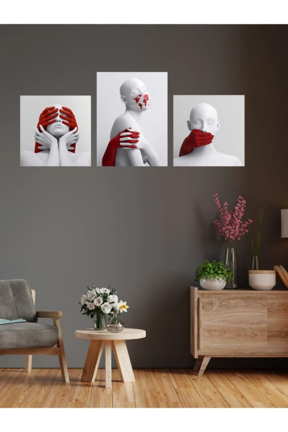 GİZEM SHOP Modern Sanatsal Tablo Mdf Üzerine Dijital Uv Baskı Duvar Dekorasyonu Korona Sembolü - Resim 4