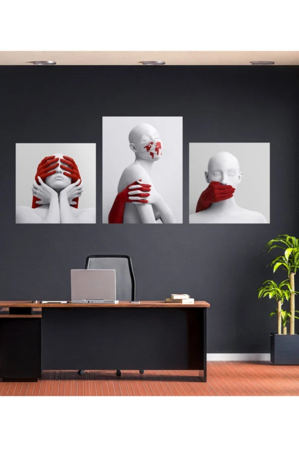 GİZEM SHOP Modern Sanatsal Tablo Mdf Üzerine Dijital Uv Baskı Duvar Dekorasyonu Korona Sembolü - Resim 5