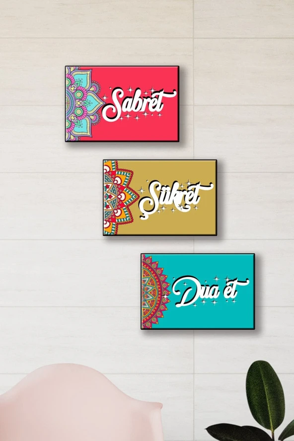KEMSON Uv Baskı Sabret Şükret Dua Et 3'lü Set - Resim 3
