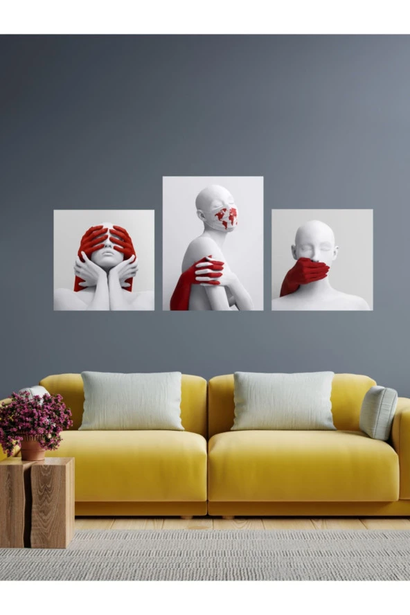 GİZEM SHOP Modern Sanatsal Tablo Mdf Üzerine Dijital Uv Baskı Duvar Dekorasyonu Korona Sembolü - Resim 6