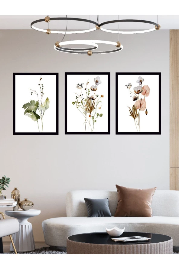 GİZEM SHOP Modern Sanatsal Çiçekler Çerçeveli Duvar Dekorasyon Tablo - Resim 4