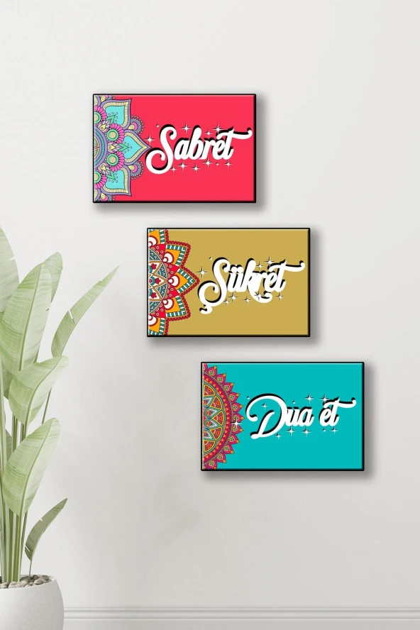 KEMSON Uv Baskı Sabret Şükret Dua Et 3'lü Set - Resim 4