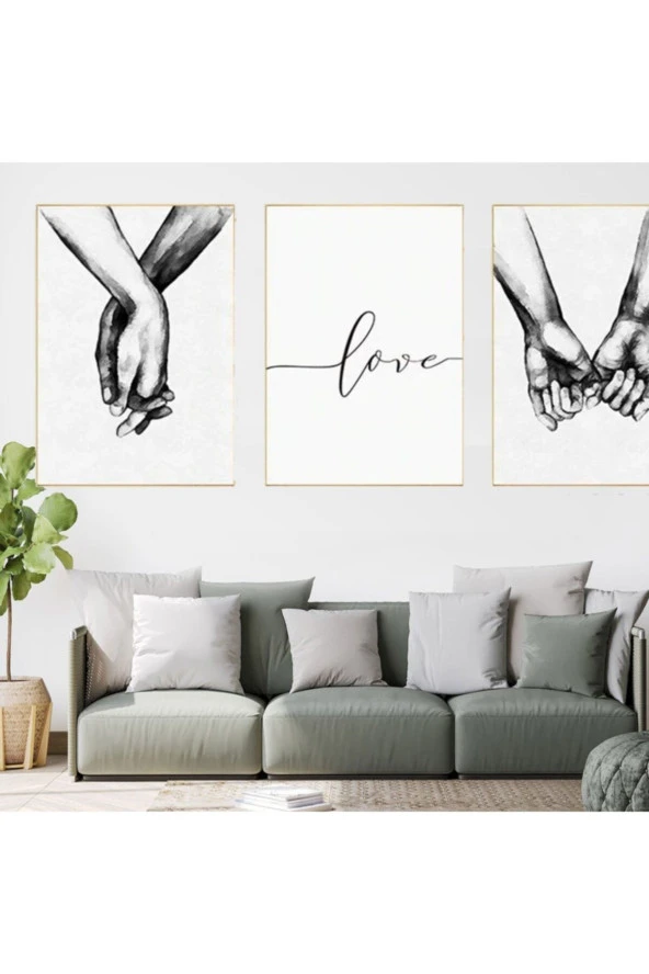 GİZEM SHOP Modern Sanatsal Love Çerçeveli Duvar Dekorasyon Tablo - 3