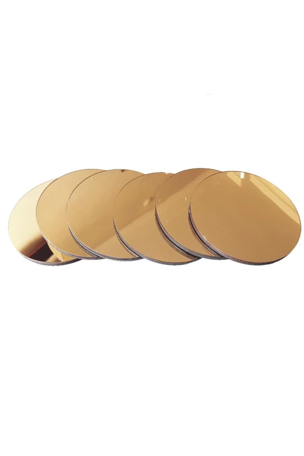 KEMSON Ikea Tarzı Gold Pleksi Bardak Altlığı 6'lı Set 8cm - Resim 4