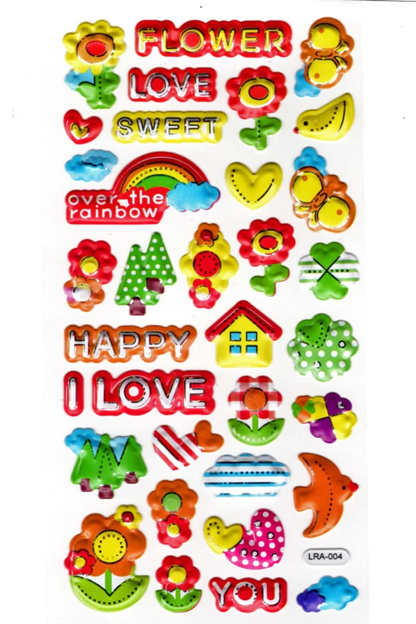 Sticker Kabartmalı Stiker Defter, Planlayıcı Etiket (limlra-004)-17x9cm- Çiçek Flower