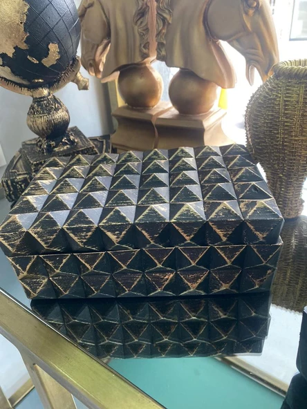 Dekoratif Sehpa üstü Kutu Sandık  Takı Kutusu