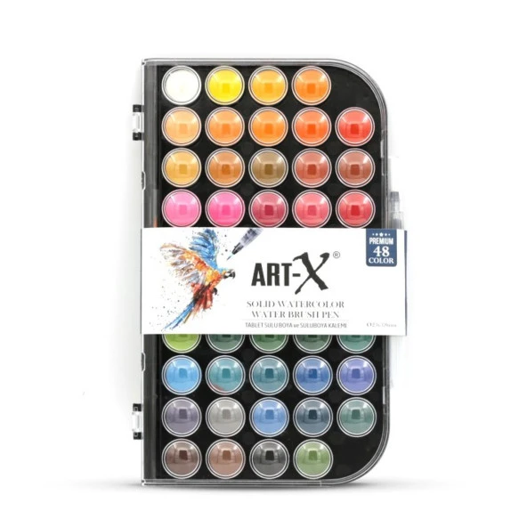 Rich Art-X Premium 48 Renk Sulu Boya Tableti Su Hazneli Fırça Hediyeli ürün görseli
