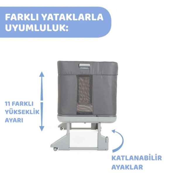 Chicco Next2me Forever Anne Yanı Beşik Slate Grey - 4