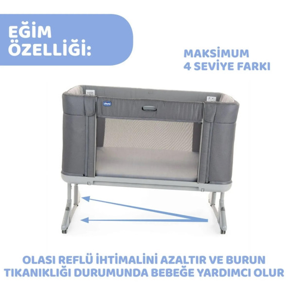 Chicco Next2me Forever Anne Yanı Beşik Slate Grey - 5
