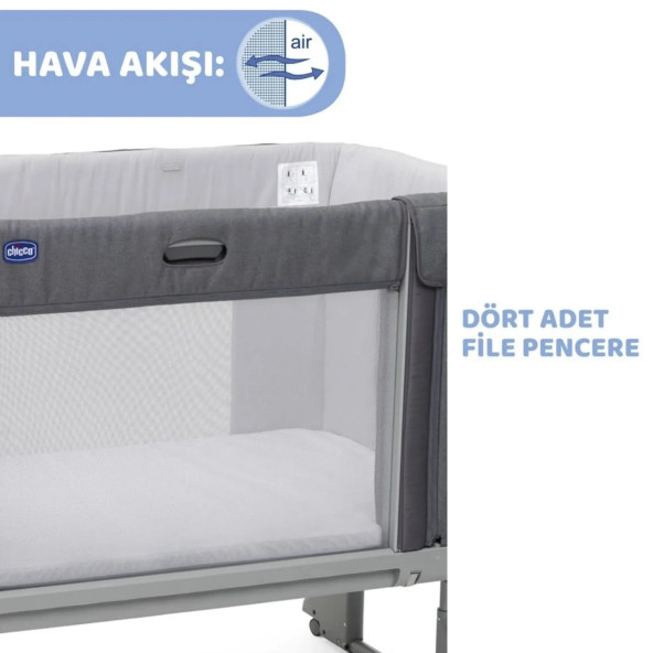 Chicco Next2me Forever Anne Yanı Beşik Slate Grey - 7