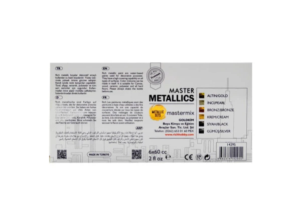 Rich Mastermix Akrilik Boya 60 cc 6 lı Metalik Renkler - Resim 3