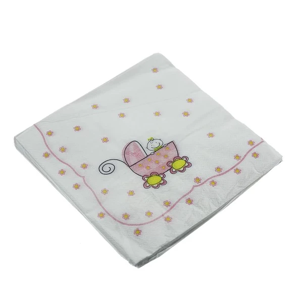 20 Adet 33cm Kağıt Peçete Pusetli Bebek - 5