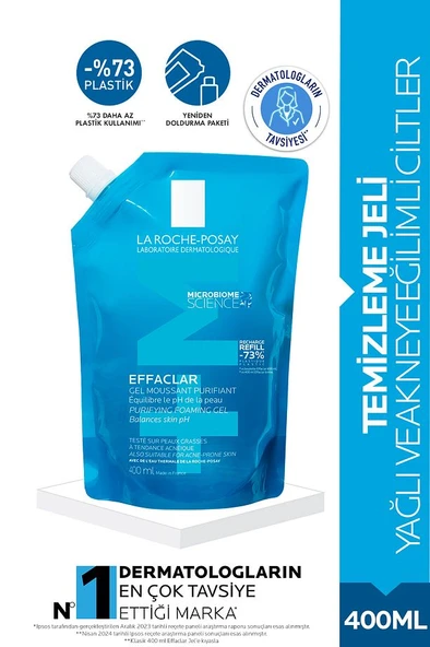La Roche Posay - Effaclar Yağlı Ciltler Temizleme Jeli Refill 400ml ürün görseli 1