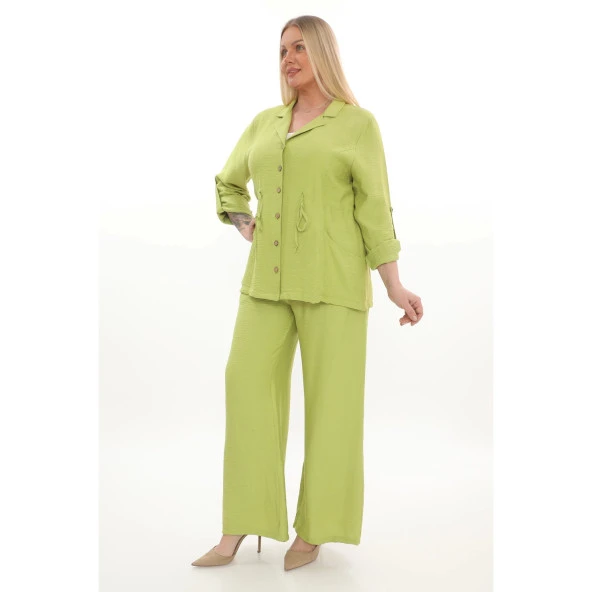 Büyük Beden Viscose Cepli Ceket - 2