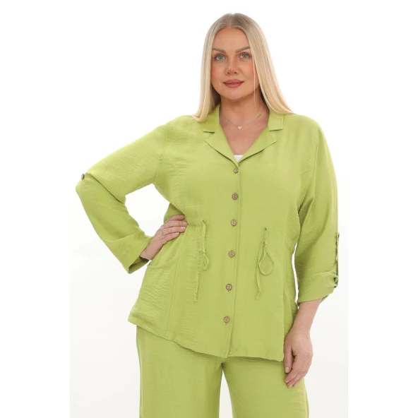 Büyük Beden Viscose Cepli Ceket - 3