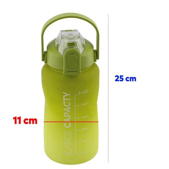 2'li Set Motivasyon Matarası 1500 ml Pipetli Bpa İçermez Çocuk Sporcu Su Şişesi Suluk 1.5 Litre