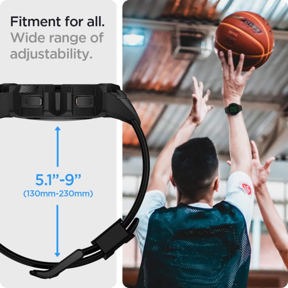 Spigen Galaxy Watch 5 / 4 (44mm) Kılıf & Kordon Kayış Rugged Armor Pro v2 Black - ACS03830 - 3