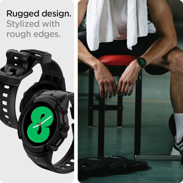 Spigen Galaxy Watch 5 / 4 (44mm) Kılıf & Kordon Kayış Rugged Armor Pro v2 Black - ACS03830 - 5
