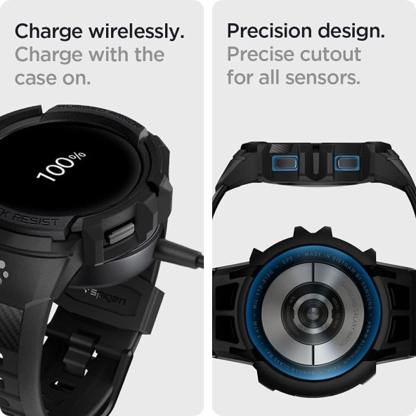 Spigen Galaxy Watch 5 / 4 (44mm) Kılıf & Kordon Kayış Rugged Armor Pro v2 Black - ACS03830 - 6