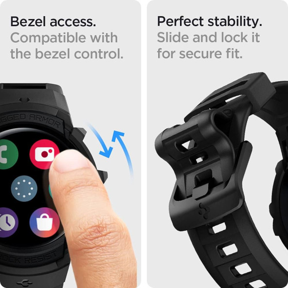 Spigen Galaxy Watch 5 / 4 (44mm) Kılıf & Kordon Kayış Rugged Armor Pro v2 Black - ACS03830 - 7