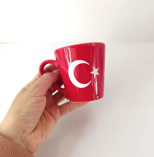 Bardak Seramik Kupa Türk Bayrak Ay Yıldız Çay Kahve Su 200 ML - 2