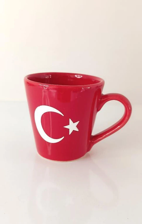 Bardak Seramik Kupa Türk Bayrak Ay Yıldız Çay Kahve Su 200 ML - 5