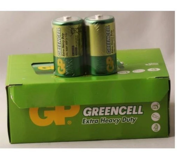 GP Greencel R20 Kalın D Boy Çinko Pil 20'li Paket GP13-2S2