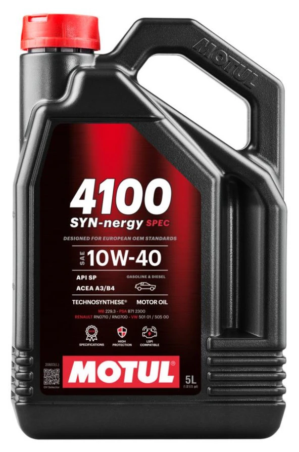 MOTUL 4100 SYN-NERGY SPEC 10W40 - 5 LİTRE - Resim 5