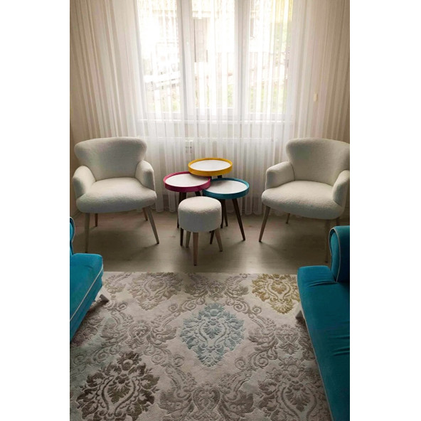 LOVİSSE HOME 3lü Berjer Set Tekli Koltuk Balkon, Ofis, Bekleme, Güzellik Merkezi, Çay Seti